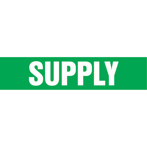 Marqueurs de tuyau "Supply", Autocollant, 4" h x 24" la, Blanc/vert Nia-Chem Ltd.
