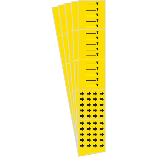 "Blank °F" Pipe Markers, Self-Adhesive, 2-1/4" H x 14" W, Black on Yellow Nia-Chem Ltd.