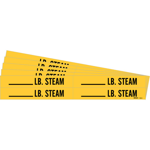 Marqueurs de tuyau avec espace vierge suivi de LB. Steam, Autocollant, 1-1/8" h x 7" la, Noir sur jaune Nia-Chem Ltd.