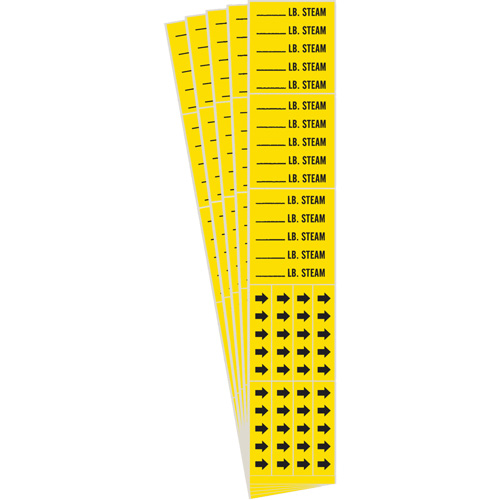 "Blank Lb. Steam" Pipe Marker, Self-Adhesive, 2-1/4" H x 2-3/4" W, Black on Yellow Nia-Chem Ltd.