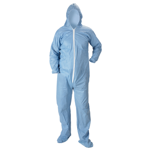 Pyrolon&reg; Plus 2 FR Hooded Coveralls With Boots, Small, Blue, FR Treated Fabric Nia-Chem Ltd.