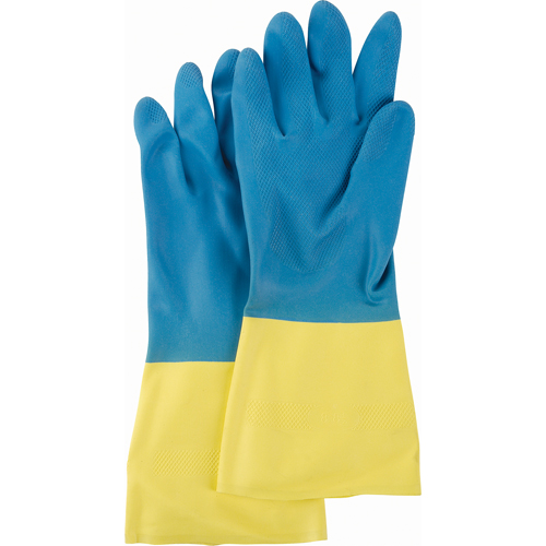 Two Tone NS53 Gloves, Size Medium/8, 13" L, Neoprene/Rubber Latex, Flock-Lined Inner Lining, 28-mil Nia-Chem Ltd.