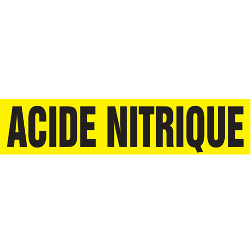 Marqueurs de tuyau "Acide Nitrique", Autocollant, 2-1/2" h x 12" la, Noir sur jaune Nia-Chem Ltd.