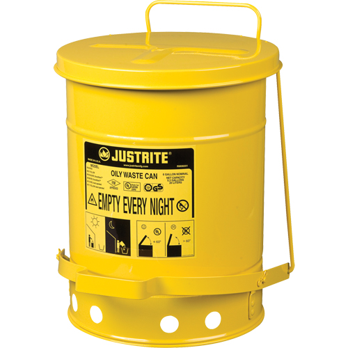 Oily Waste Cans, FM Approved/UL Listed, 6 US Gal., Yellow Nia-Chem Ltd.