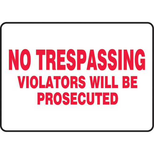 Enseigne  No Trespassing , 7" x 10", Vinyle, Anglais Nia-Chem Ltd.