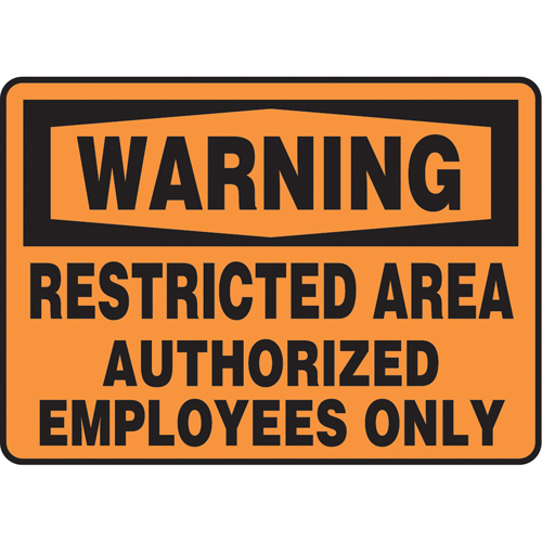 "Restricted Area" Sign, 10" x 14", Vinyl, English Nia-Chem Ltd.