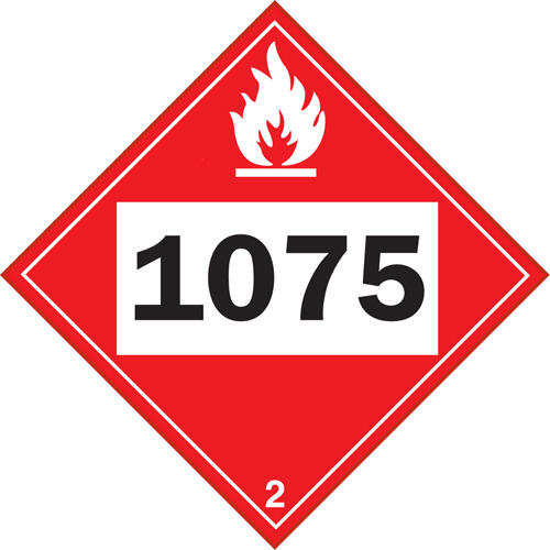 Plaque-&eacute;tiquette TMD 1075 pour gaz inflammable oxyg&egrave;ne liqu&eacute;fi&eacute;, Plastique Nia-Chem Ltd.