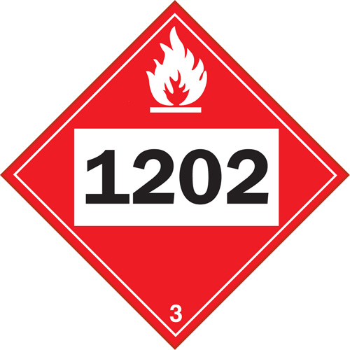 Plaque-&eacute;tiquette TMD 1202 pour liquide inflammable huile combustible, Vinyle adh&eacute;sif Nia-Chem Ltd.