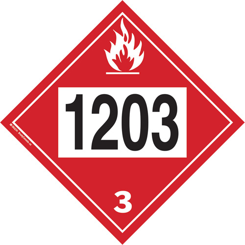 Plaque-&eacute;tiquette TMD 1203 pour liquide inflammable essence & essence-alcohol, Plastique Nia-Chem Ltd.