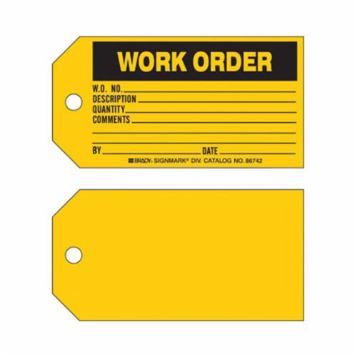 "Work Order" Tag, Paper, 5-3/4" W x 3" H, English Nia-Chem Ltd.