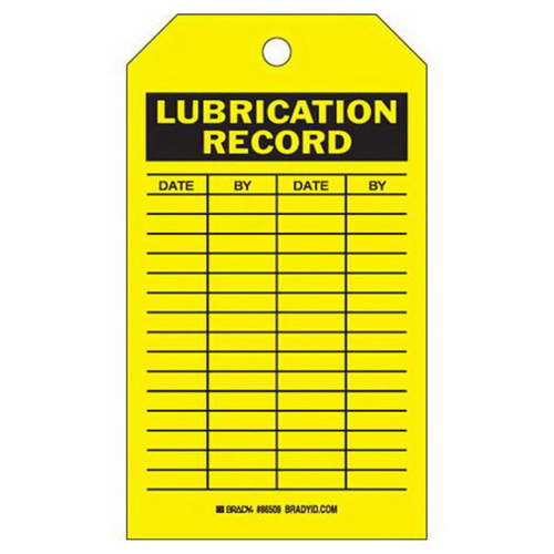 &eacute;tiquettes registres de lubrifications, Polyester, 4" la x 7" h, Anglais Nia-Chem Ltd.