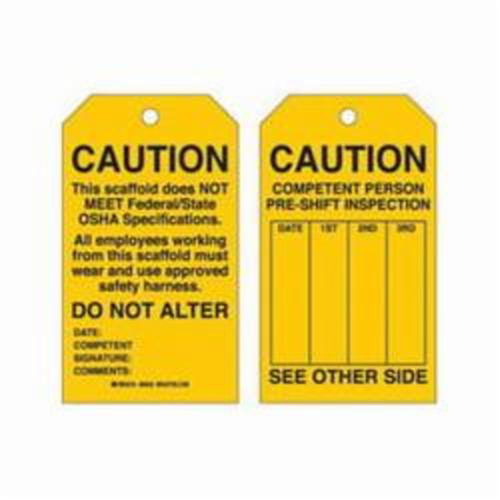 &eacute;tiquettes de s&eacute;curit&eacute; pour les &eacute;chafaudages, Polyester, 4" la x 7" h, Anglais Nia-Chem Ltd.