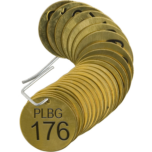 &eacute;tiquettes num&eacute;rot&eacute;es pour vannes PLPG, # 176-200, Laiton, 1,5" dia. Nia-Chem Ltd.