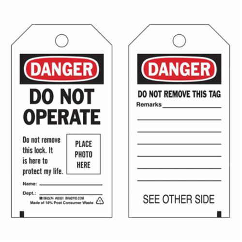 Self-Laminating "Do Not Operate" Tags, Polyester, 3" W x 5-3/4" H, English Nia-Chem Ltd.