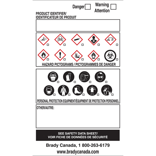 OTS WHMIS Labels, Vinyl, Sheet, 5" L x 5" W Nia-Chem Ltd.