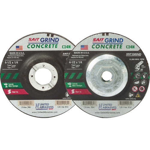 C24N Concrete Grinding Wheel, 7" x 1/4", 7/8" Arbor, Type 27 Nia-Chem Ltd.