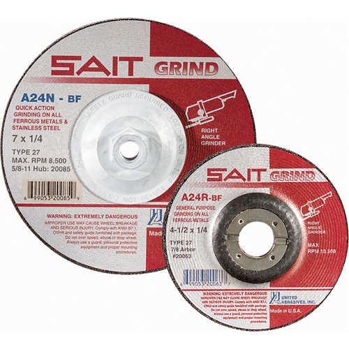 A24N Fast Grinding Wheel, 6" x 1/4", 7/8" Arbor, Aluminum Oxide, Type 27 Nia-Chem Ltd.