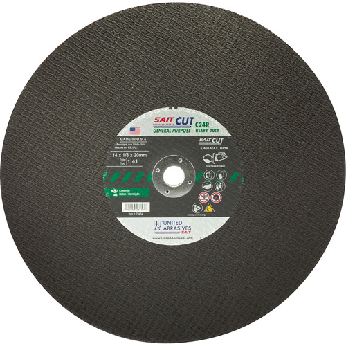 Cut-Off Wheel 24CR, 16" x 1/8", 1" Arbor, Type 1, Silicon Carbide, 4800 RPM Nia-Chem Ltd.