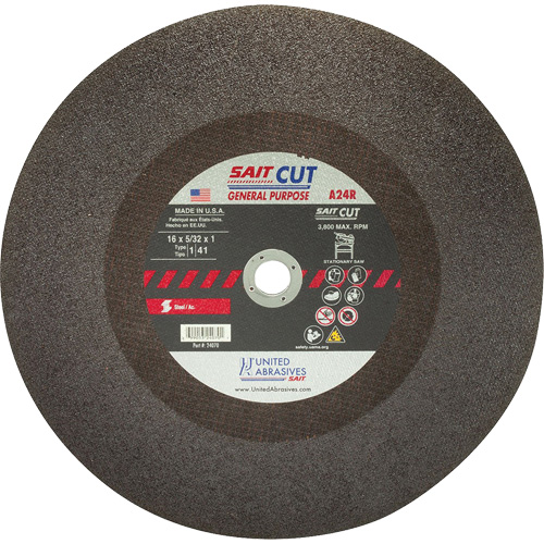 Cut-Off Saw (A24R), 14" x 1/8", 1" Arbor, Type 1, Aluminum Oxide, 4400 RPM Nia-Chem Ltd.