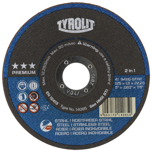 Premium 2-In-1 Thincut Cut-Off Wheels, 4-1/2" x 1/16", 7/8" Arbor, Type 1, Aluminum Oxide, 13300 RPM Nia-Chem Ltd.