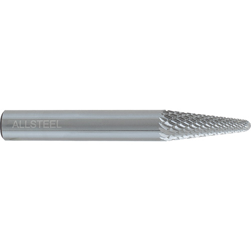 AllSteel Cone Shape Carbide Burr, SL-4, 1/2" Dia., 1/4" Shank, 1-1/8" Depth of Cut Nia-Chem Ltd.