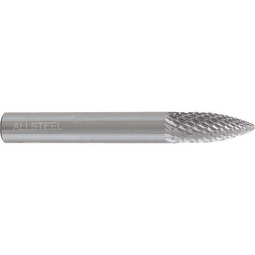 AllSteel Tapered Shape Carbide Burr, SG-5, 1/2" Dia., 1/4" Shank, 1" Depth of Cut Nia-Chem Ltd.