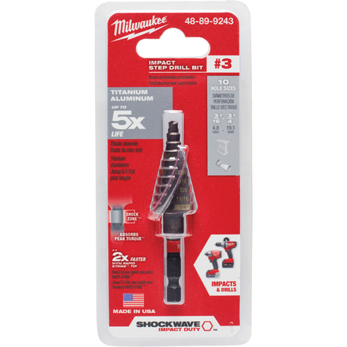 Foret &eacute;tag&eacute; #3 Shockwave Impact Duty, 3/16" - 3/4", Incr&eacute;ments de 1/16", Titane Nia-Chem Ltd.