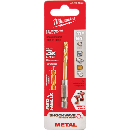 Foret Shockwave, 11/64", Titane, Cannelure 1-3/32", Pointe de 135° Nia-Chem Ltd.