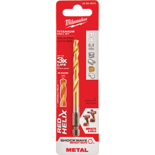 Shockwave Drill Bit, 1/4", Titanium, 2-15/32" Flute, 135° Point Nia-Chem Ltd.