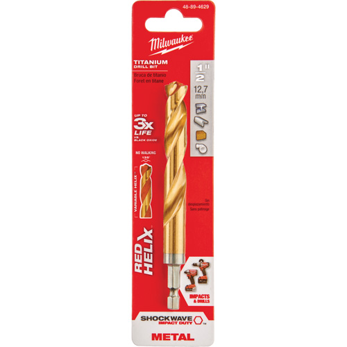 Shockwave Drill Bit, 1/2", Titanium, 3-21/64 Flute, 135° Point Nia-Chem Ltd.