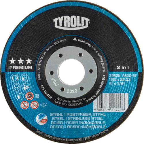 Meule &agrave; moyeu d&eacute;port&eacute; Rondeller, 4-1/2", 36 Grain, 7/8", 13 300 Tr/min, Type 29 Nia-Chem Ltd.