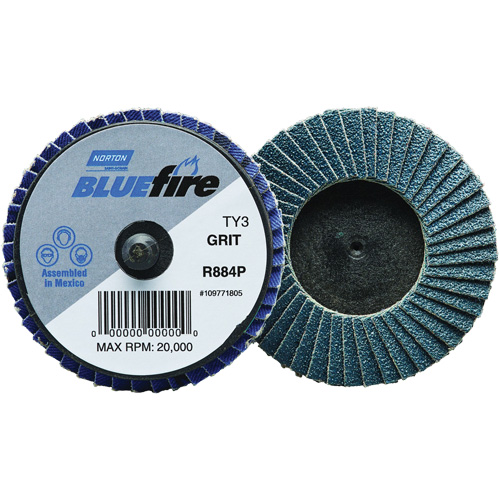 Mini disques &agrave; lamelles BlueFire R884P, 2" x Type 27, Grain 40, Alumine de zirconium Nia-Chem Ltd.