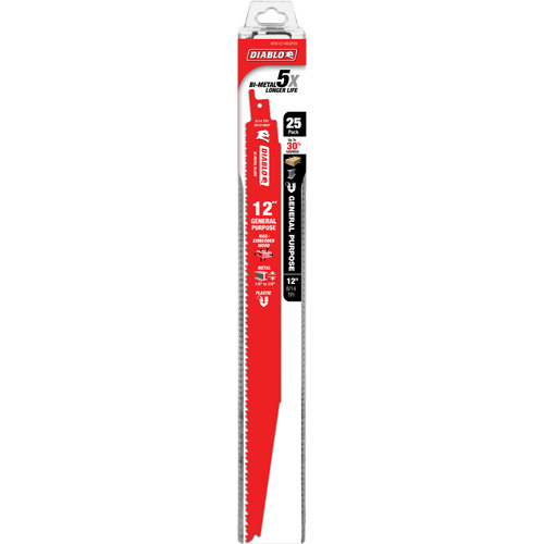 Lame de scie alternative tout usage, Bim&eacute;tal, 8-14 Dents par pouce, 12" lo x 1" la Nia-Chem Ltd.