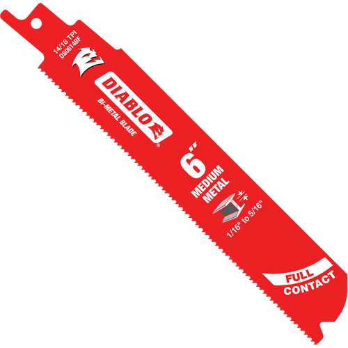 Lame de scie alternative de s&eacute;rie moyenne pour le m&eacute;tal, Bim&eacute;tal, 14-18 Dents par pouce, 6" lo x 1" la Nia-Chem Ltd.