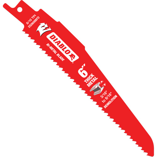 Lame de scie alternative pour la d&eacute;molition et les m&eacute;taux &eacute;pais, Bim&eacute;tal, 8-10 Dents par pouce, 6" lo Nia-Chem Ltd.