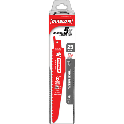 Lame de scie alternative pour la d&eacute;molition et les m&eacute;taux &eacute;pais, Bim&eacute;tal, 8-10 Dents par pouce, 6" lo Nia-Chem Ltd.