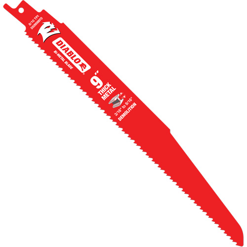 Lame de scie alternative pour la d&eacute;molition et les m&eacute;taux &eacute;pais, Bim&eacute;tal, 8-10 Dents par pouce, 9" lo Nia-Chem Ltd.