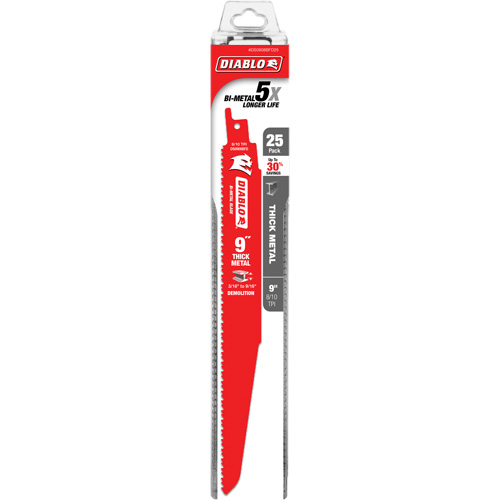 Lame de scie alternative pour la d&eacute;molition et les m&eacute;taux &eacute;pais, Bim&eacute;tal, 8-10 Dents par pouce, 9" lo Nia-Chem Ltd.