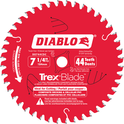 Lame de scie &agrave; d&eacute;couper Trex Blade, 7-1/4", 44 dents, Pour Plastique/Plastique Nia-Chem Ltd.