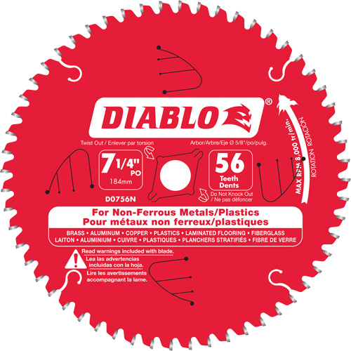 Lame de scie en aluminium, 7-1/4", 56 dents, Pour Non ferreux Nia-Chem Ltd.