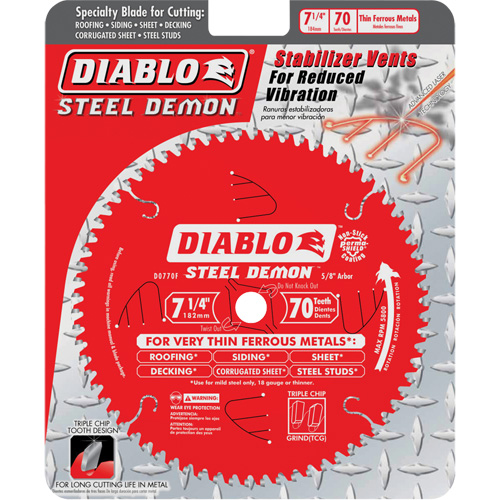 Steel Demon Cutting Saw Blade, 7-1/4", 70 Teeth, Metal Use Nia-Chem Ltd.