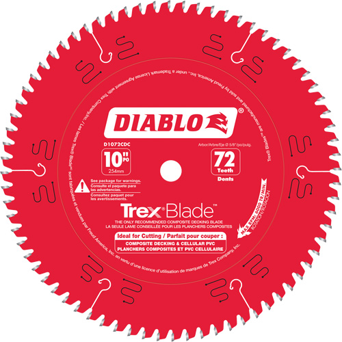 Trex&reg; Blade Cutting Saw Blade, 10", 72 Teeth, Plastic/Composite Decking Use Nia-Chem Ltd.