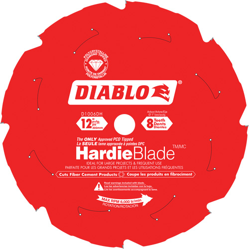 Lame de scie &agrave; d&eacute;couper HardieBlade, 12", 8 dents, Pour B&eacute;ton de fibre Nia-Chem Ltd.