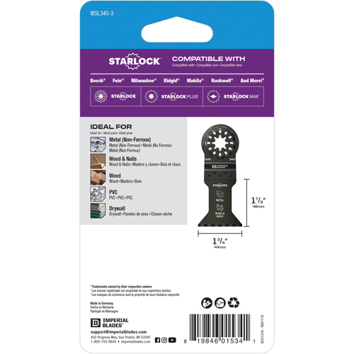 Starlock 1-3/4" Standard Metal Blade Nia-Chem Ltd.