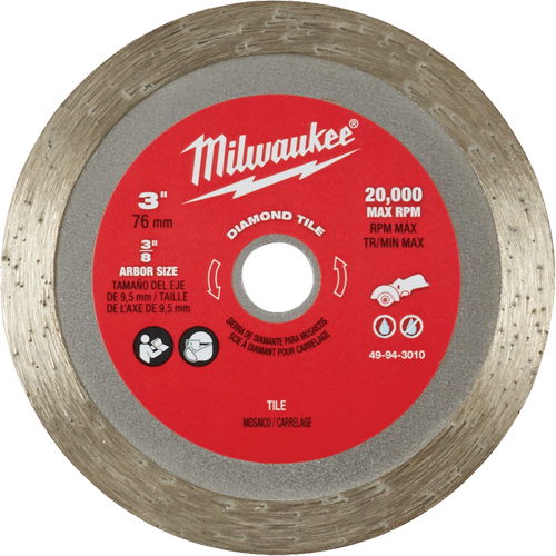 Lame pour coupe de carreaux, 3" x Arbre de 3/8", Losange, 20 000 Tr/min Nia-Chem Ltd.