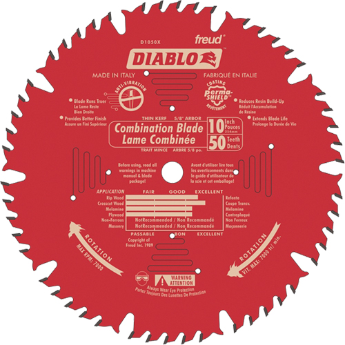 Contractor Saw Blades - Combination Saw Blades, 10", 50 Teeth, Wood Use Nia-Chem Ltd.