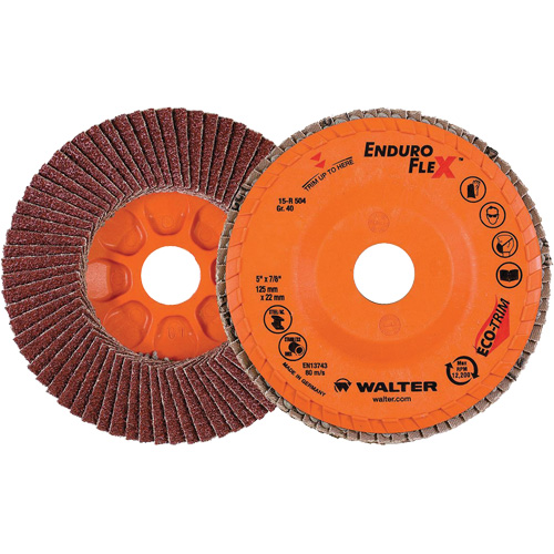 Disque &agrave; lamelles Enduro-Flex, 5" x 7/8", Type 27, Grain 40, Alumine de zirconium Nia-Chem Ltd.