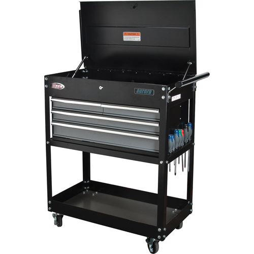 Chariot utilitaire, 4 tiroirs, 18" lo x 33" la x 39" h, Noir Nia-Chem Ltd.