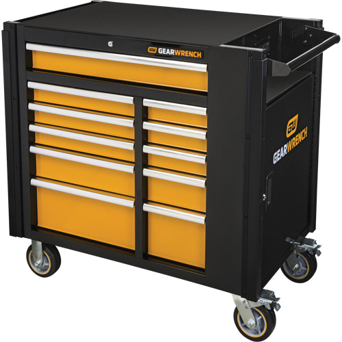 Chariot &agrave; outils &eacute;lectrique, 11 tiroirs, 42-1/2" la x 24-7/16" p x 41" h, Noir/Orange Nia-Chem Ltd.