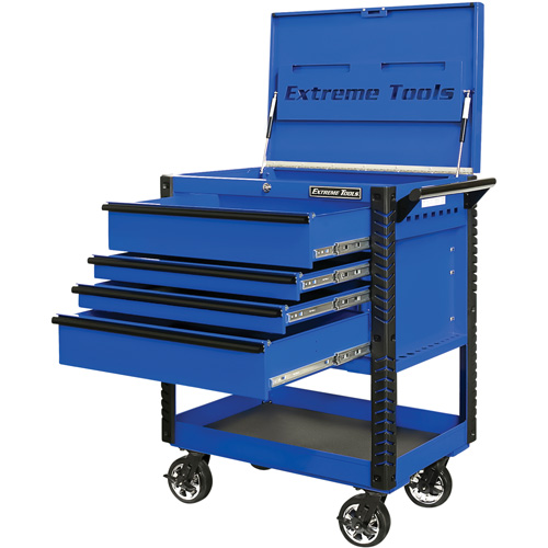 EX Deluxe Series Tool Cart, 4 Drawers, 22-7/8" L x 33" W x 44-1/4" H, Blue Nia-Chem Ltd.